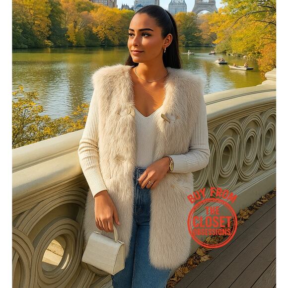 ZARA Faux Fur Toggle Vest NWT 🤍 - Picture 4 of 16